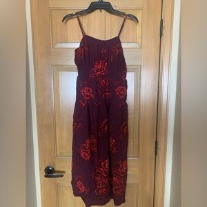 Old Navy Maroon Floral Jumper Dress